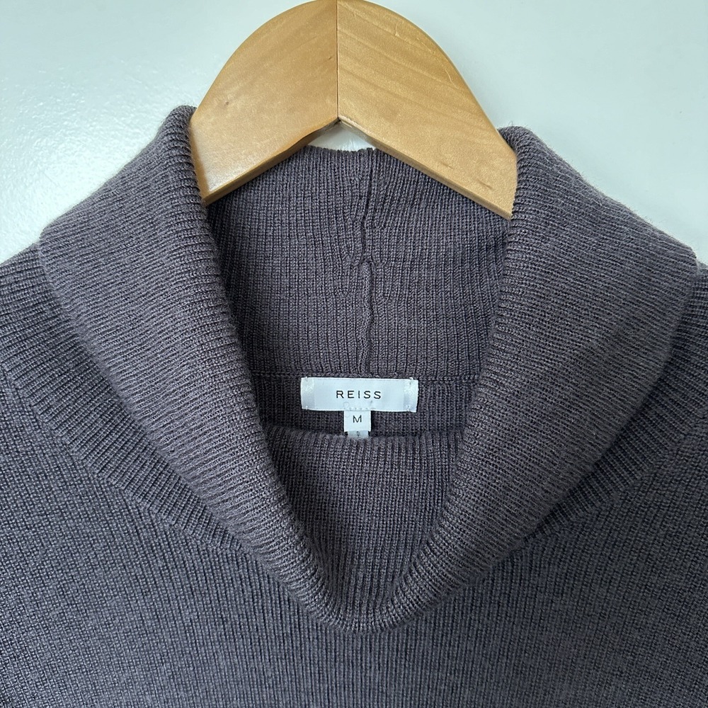 Reiss Plum Brown Corin 100% Wool Funnel Neck Sweater Women's Size Medium - Picture 5 of 7